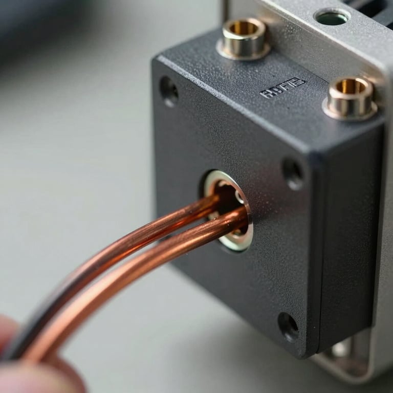 Macro shot of copper wiring being securely connected to a new industrial-grade switch, emphasizing safety and root-cause fixes.