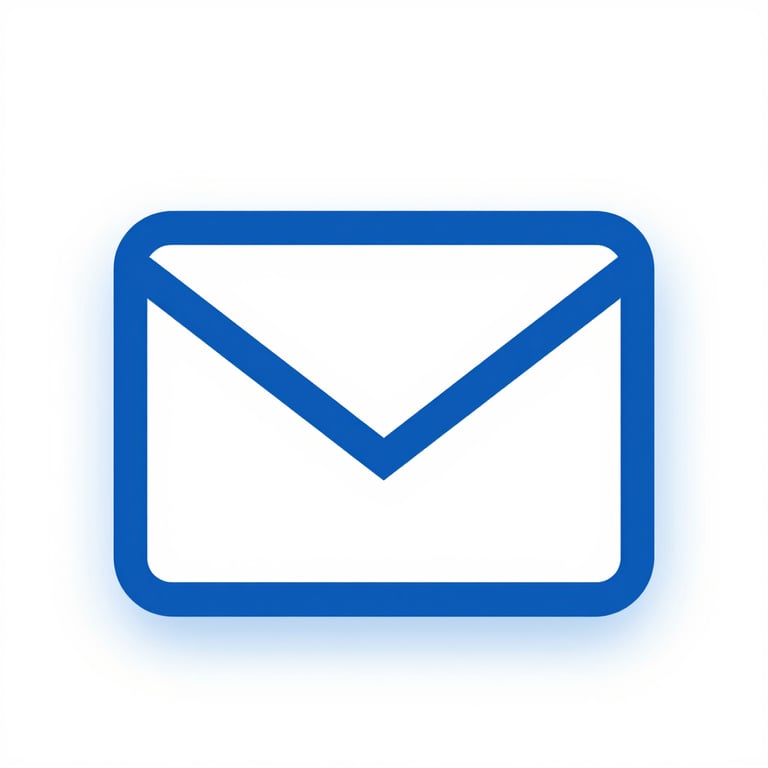 A minimalist digital illustration of an envelope icon, symbolizing email support, using #A7B9D2 and #1F3A68.