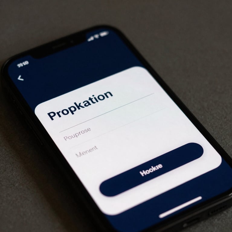 A high-quality close-up of a mobile phone screen showing a successful online purchase confirmation with brand colors Dark Navy Blue and Pale Mist White.
