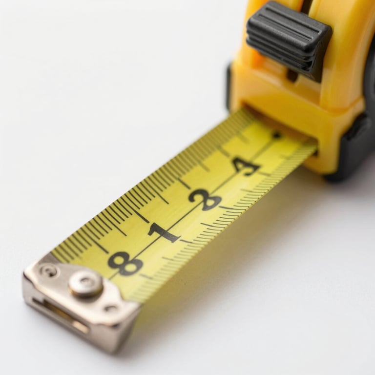 Close-up of a precision measuring tape with black and yellow markings.
