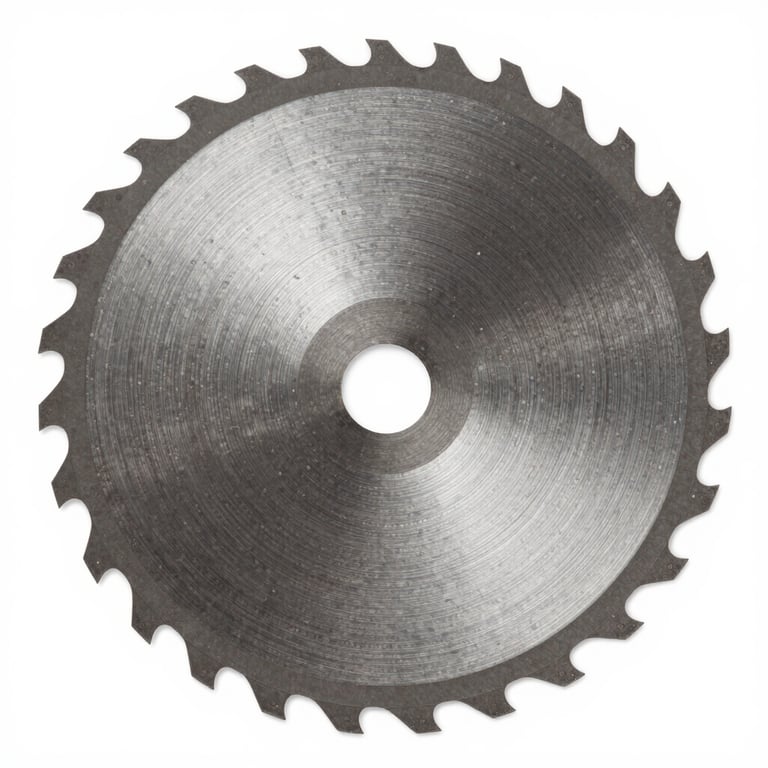Detailed texture of a circular saw blade, emphasizing precision engineering.