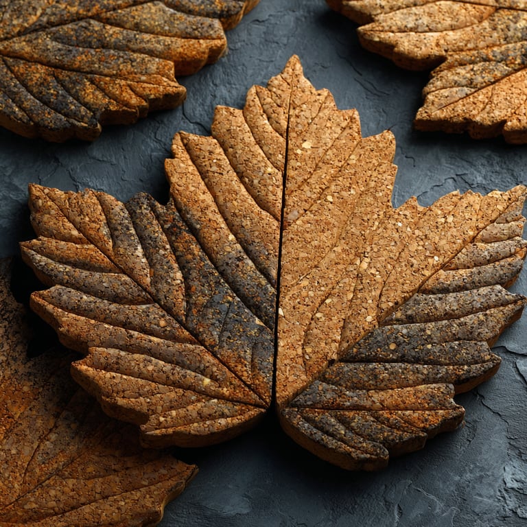 a leaf shaped Cork trivet
