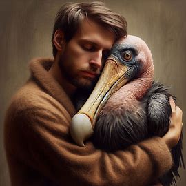 Man hugging a dodo
