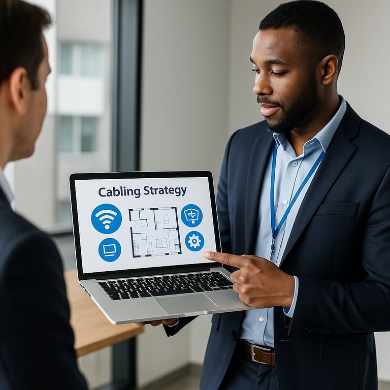 Consultant with laptop strategy — TrinityLinc IT consulting Ontario