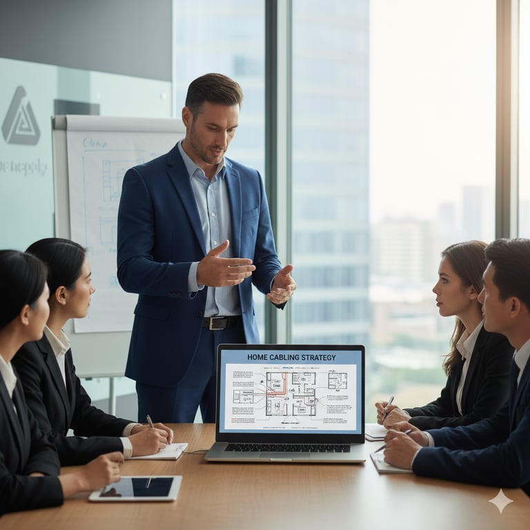 Consultant with laptop strategy — TrinityLinc IT consulting Ontario
