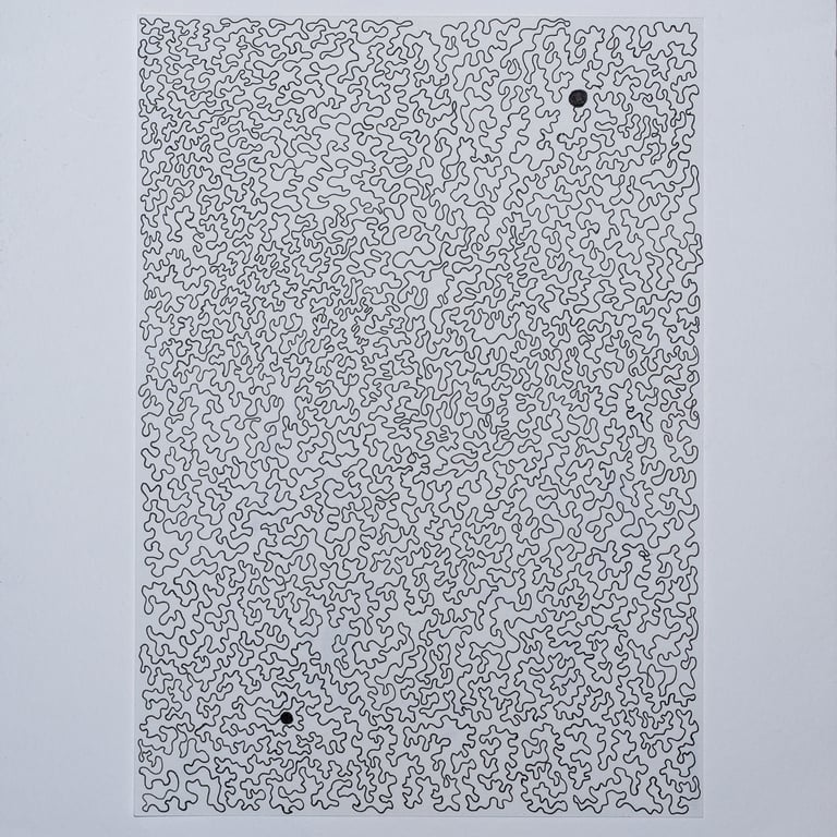 a black and white drawing of a wavy line