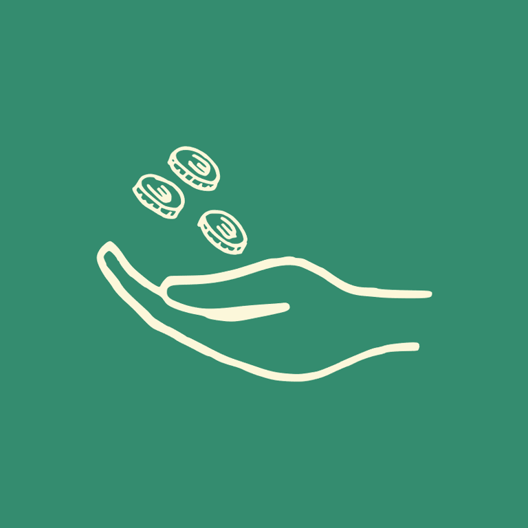 RADiologie Altenburg: Geld spenden offene Hand mit Münzen