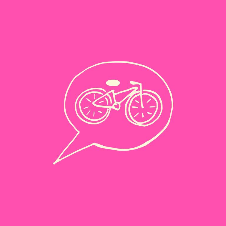 RADiologie Altenburg: Fahrrad-Kurse leiten Kurs-Leiter Sprechblase mit Fahrrad