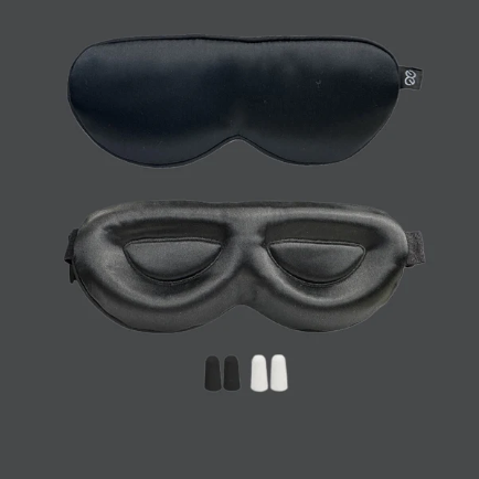 Mulberry silk contoured sleep mask with earplugs for light and noise blocking