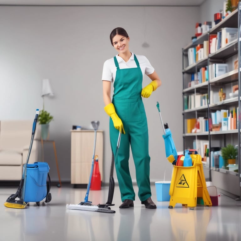 A room with a tiled ceiling and fluorescent lighting contains various electronic and office equipment. On the left, there's a wooden desk with a black server cabinet next to it. In the center of the room, a rack of network cables is visible, organized into a larger unit. To the right, a filing cabinet is mounted on the wall, with a printer/copier machine near the foreground. The walls are plain and the floor is covered in white tiles.