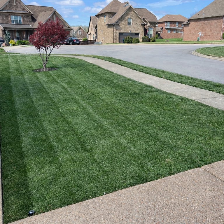 Front yard lawn mowing stripes in Mt. Juliet TN