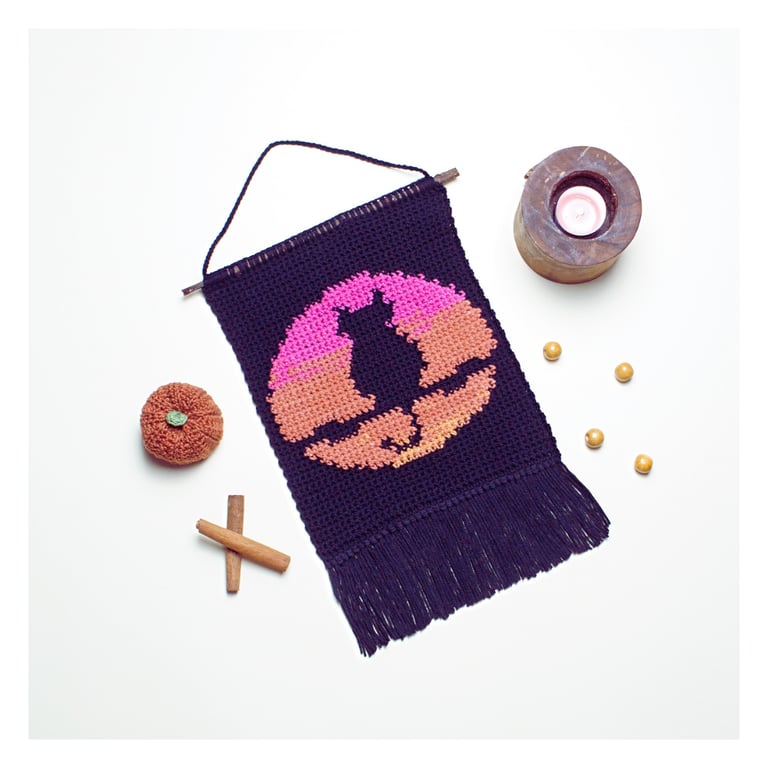 cat wall hanging crochet pattern
