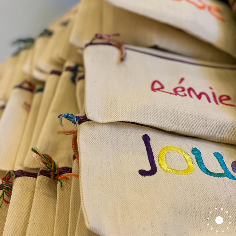 Handmade Pouch with embroidery personalization