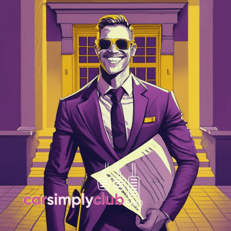 a man in a suit and sunglasses in front of courtroom holding a folder