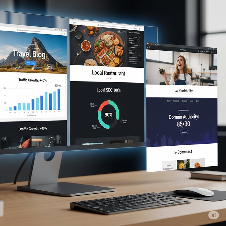 a desktop computer monitor with a desktop computer showing AI marketing agency VScaling's stats