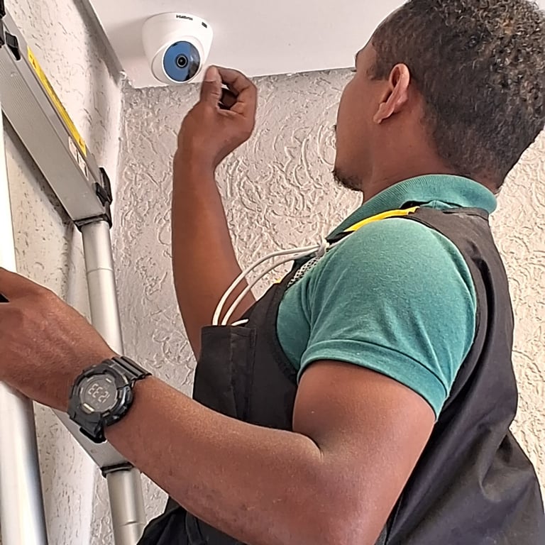 a man in a backpack is holding a camera and looking at a camera