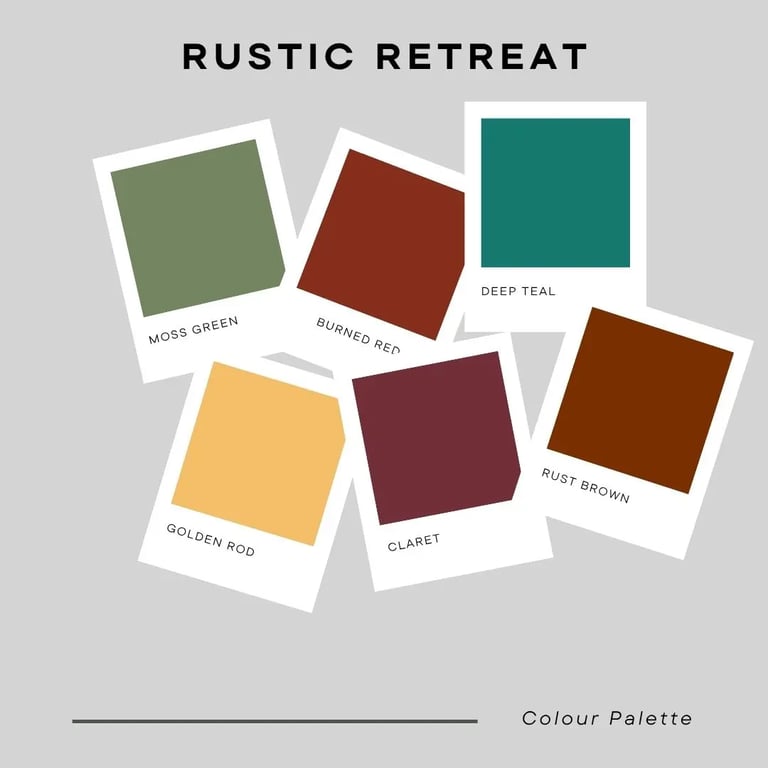 rustic fall color palette in rusts and teals and sage