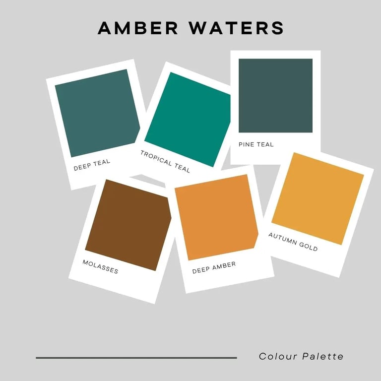 teal and golden colors for a cozy home for fall palette