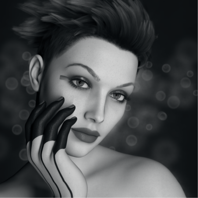 A digital portrait artwork by Philip Preston of a sophisticated young woman.