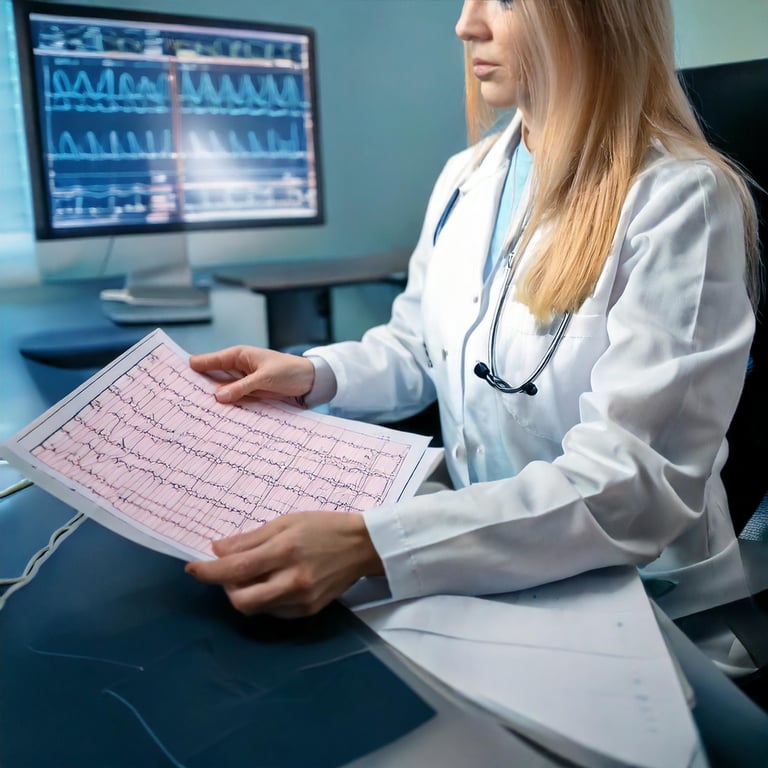 Exames do coração em consultório médico de cardiologia em Foz do Iguaçu