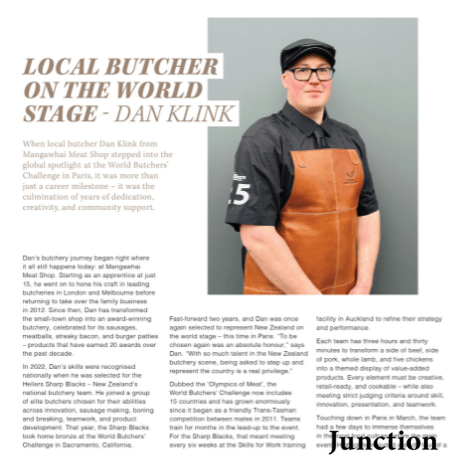 Mangawhai Meat Shop's Dan Klink in Junction Magazine
