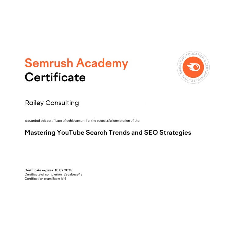 SEO Certification Badge for Railey Consulting