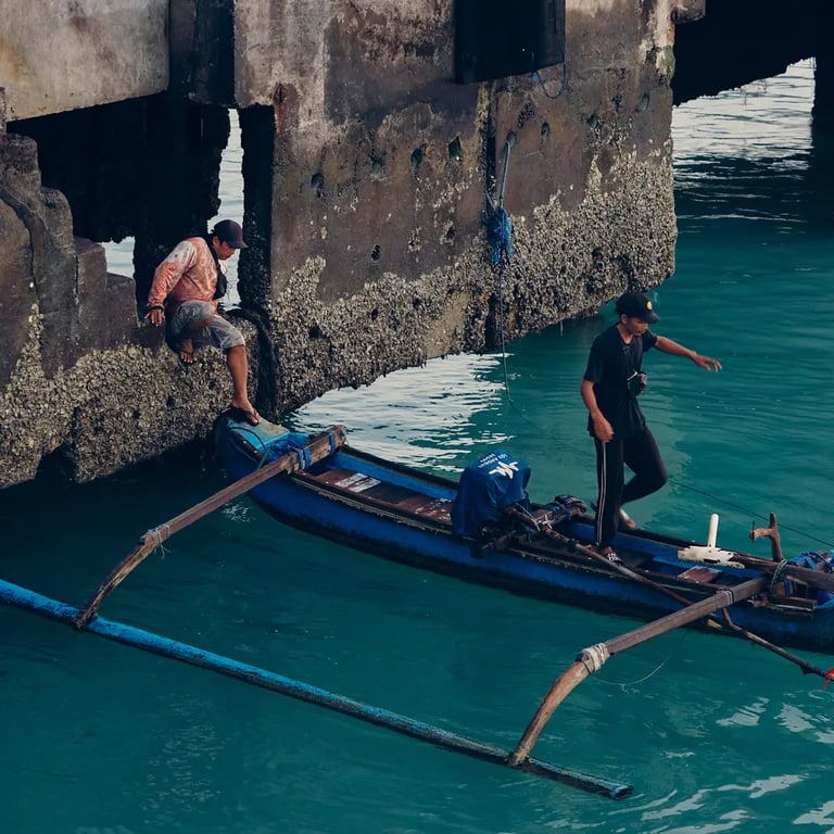 Behind the scenes of Harbor Muse team renting boat for editorial photoshoot in Bali.