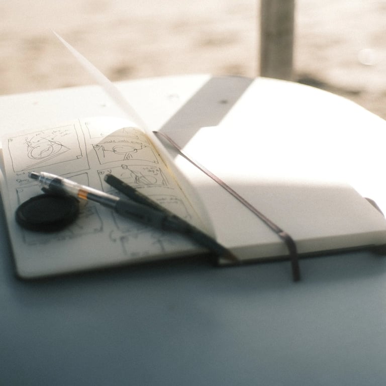 Sketchbook used to plan shoot list and storyboard for fashion production by KINI Produksi.