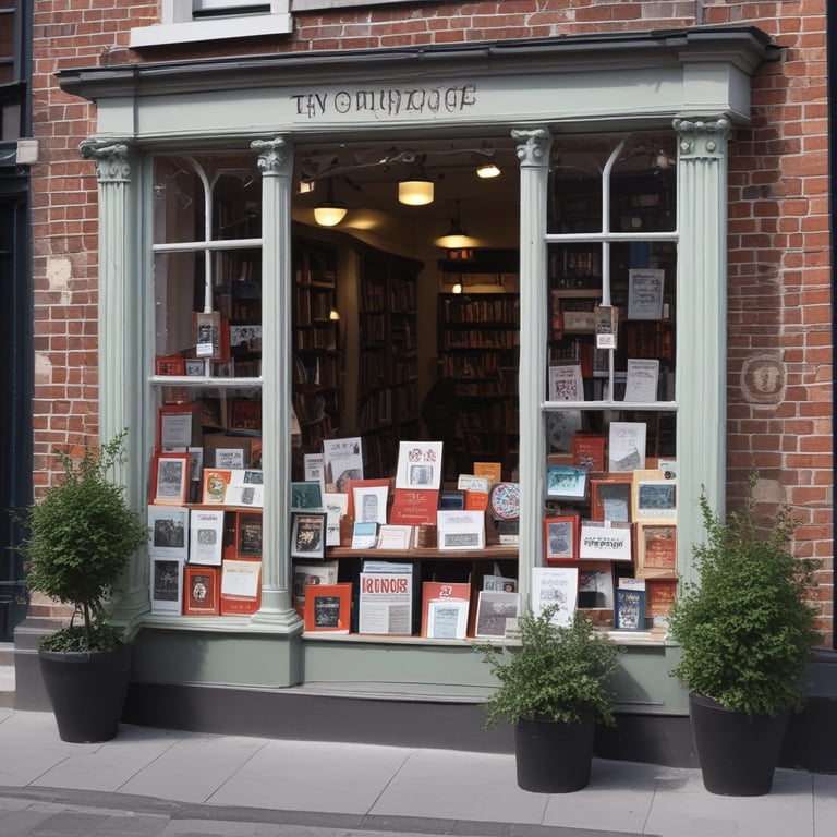a store front door of a book store