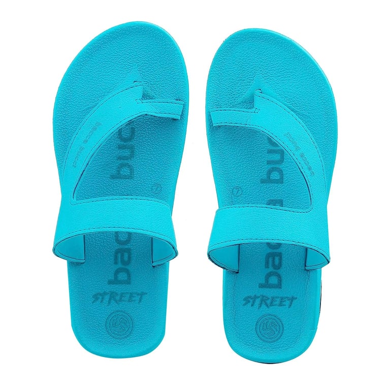 a pair of blue sandals with a blue and white background