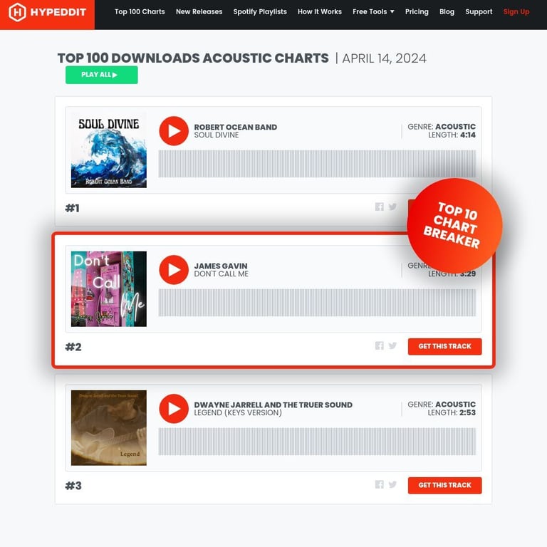 #2 on the Top 100 DL Acoustic Charts!