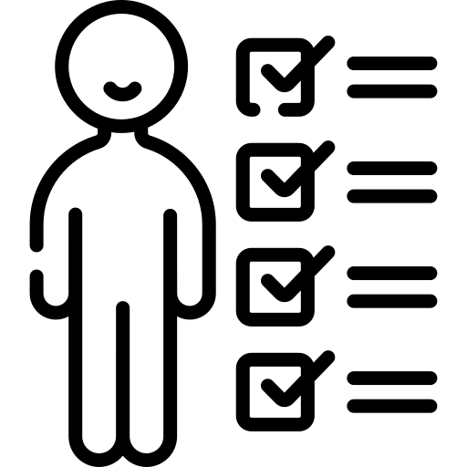 a checklist next to a human outline
