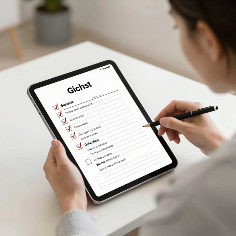 A virtual assistant app on a tablet, displaying a calendar with events and reminders. 