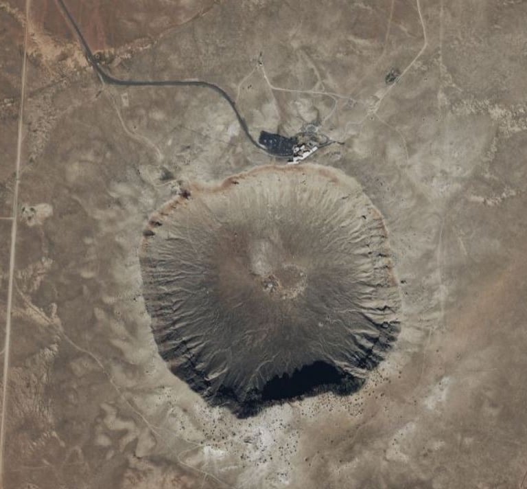 Meteor Crater seen from space (Bing Satellite Maps)