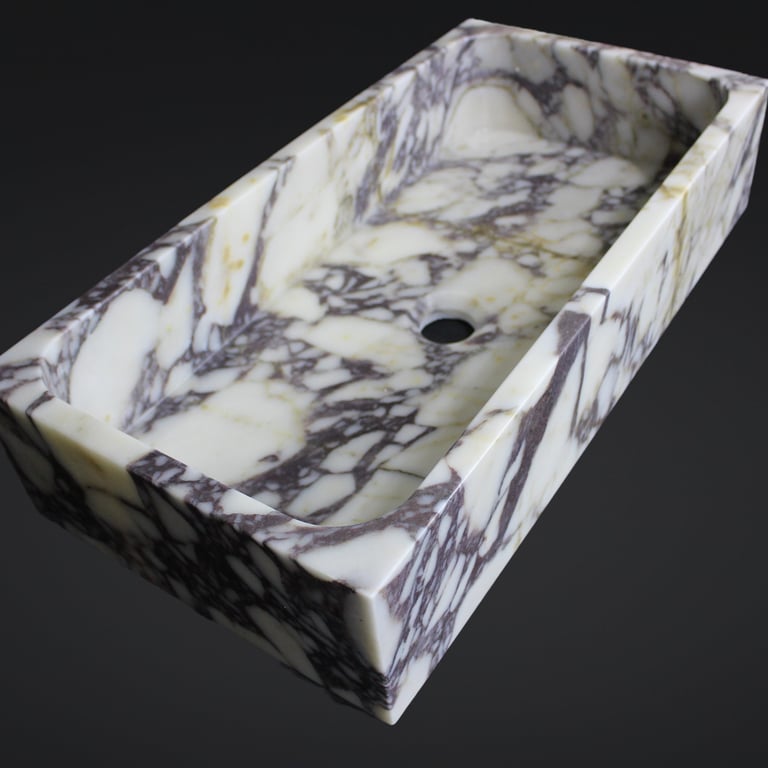 Calacatta Viola Marble Sink, Grooved Sink, Large Marble Sink, Handcarved Calacatta Viola Marble Sink