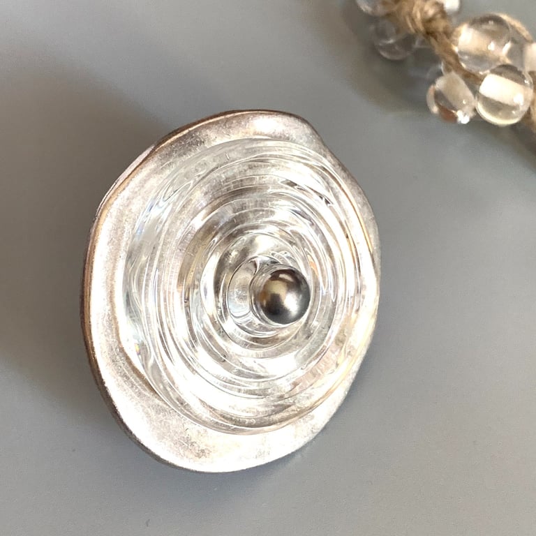 Bague disque de verre Cristal de Murano et son plateau