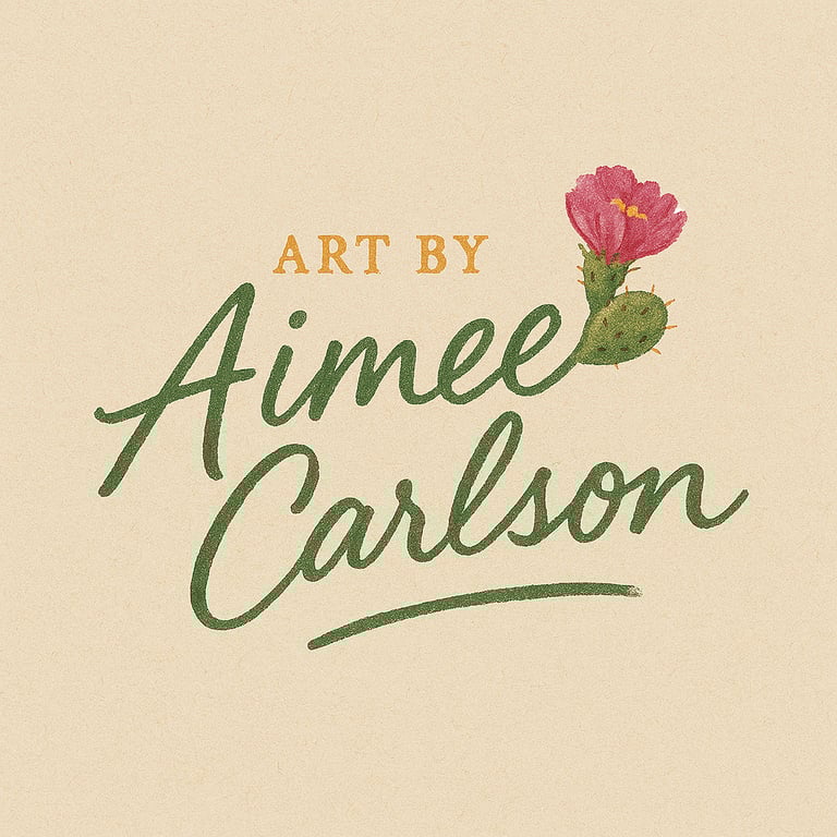 Earthy logo for Aimee Carlson's original landscape art in oils and acrylics