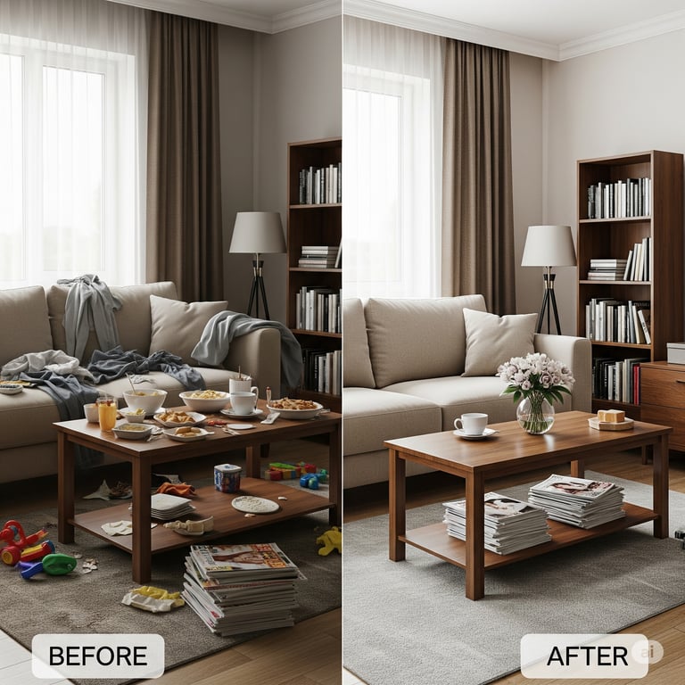 Before and After Picture of Cleaned Home 