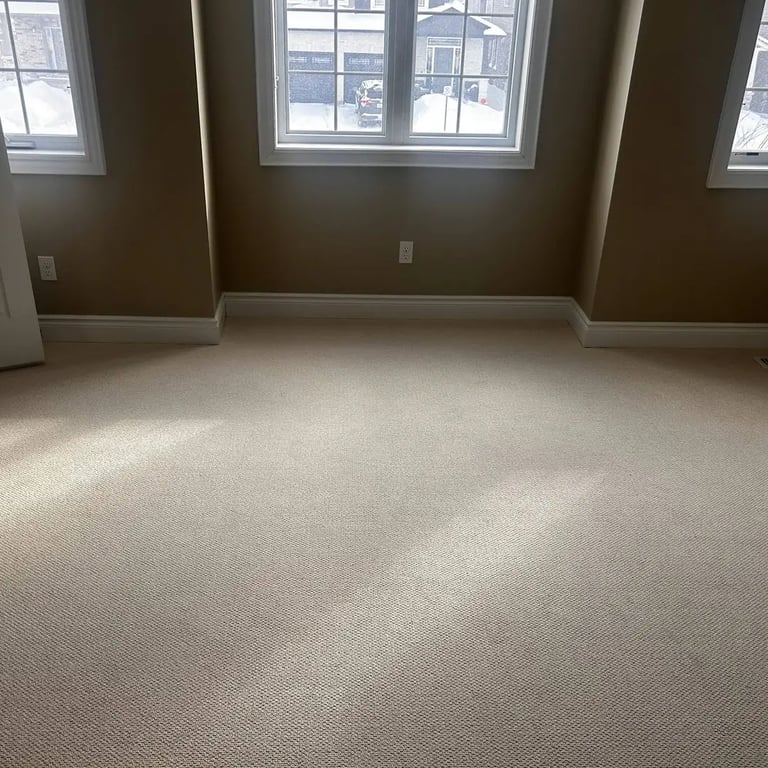 Ace low pile berber carpet installed wall-to-wall in master bedroom of Westmount London Ontario residential home