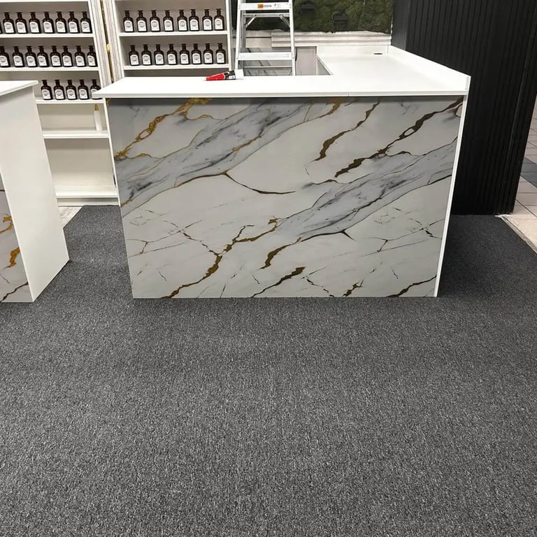 Academy 167 commercial carpet installed wall-to-wall in retail store at mall, durable and professional flooring in London