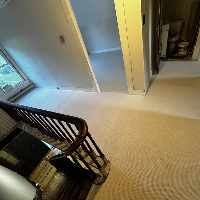 Ace low pile berber carpet installed wall-to-wall in hallway and bedrooms of London Ontario residential home