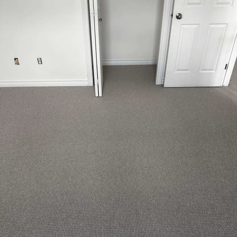 Naples Berber carpet installed in a grey-themed closet – durable and textured flooring providing comfort and style in London