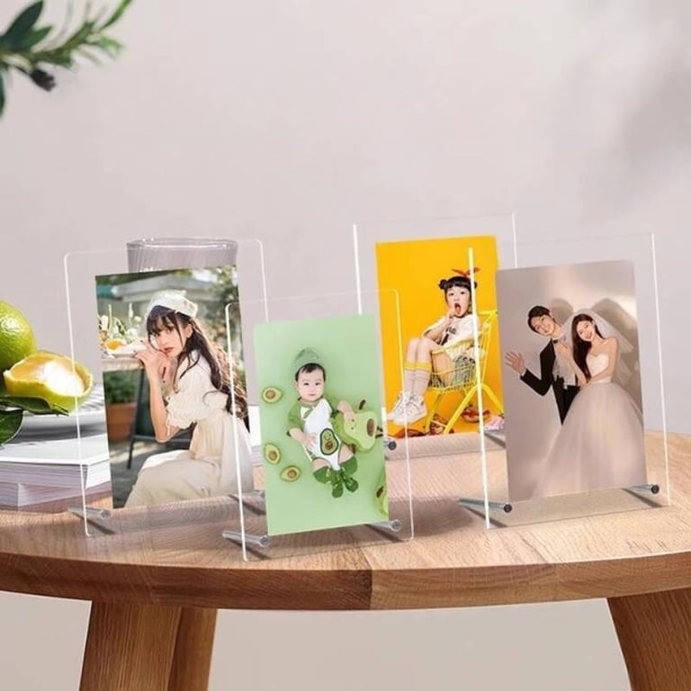 Clear Acrylic Standee Frame Displaying Photos