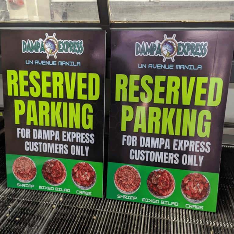 Dampa Express reserved parking sintra board sign for customers.