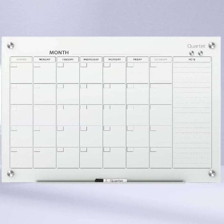 Quartet Glass Dry-Erase Writing Calendar Board