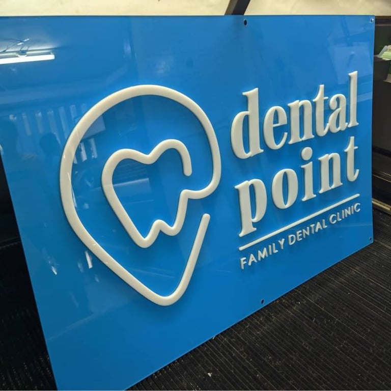 Blue Acrylic Dental Clinic Logo Sign
