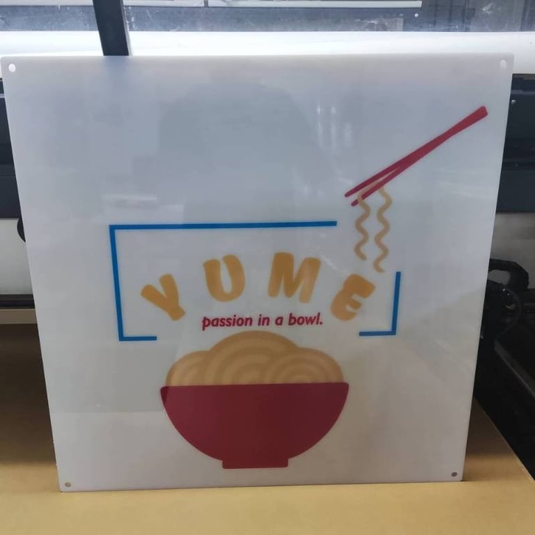 Acrylic logo sign with Noodle Bowl Logo Sign for Yume