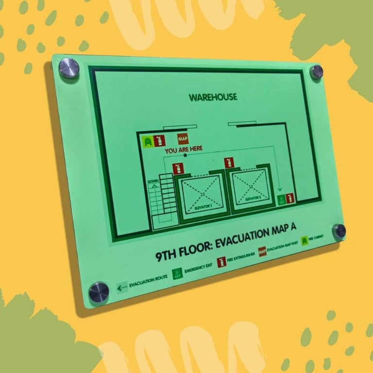 Warehouse Acrylic Evacuation Map Display