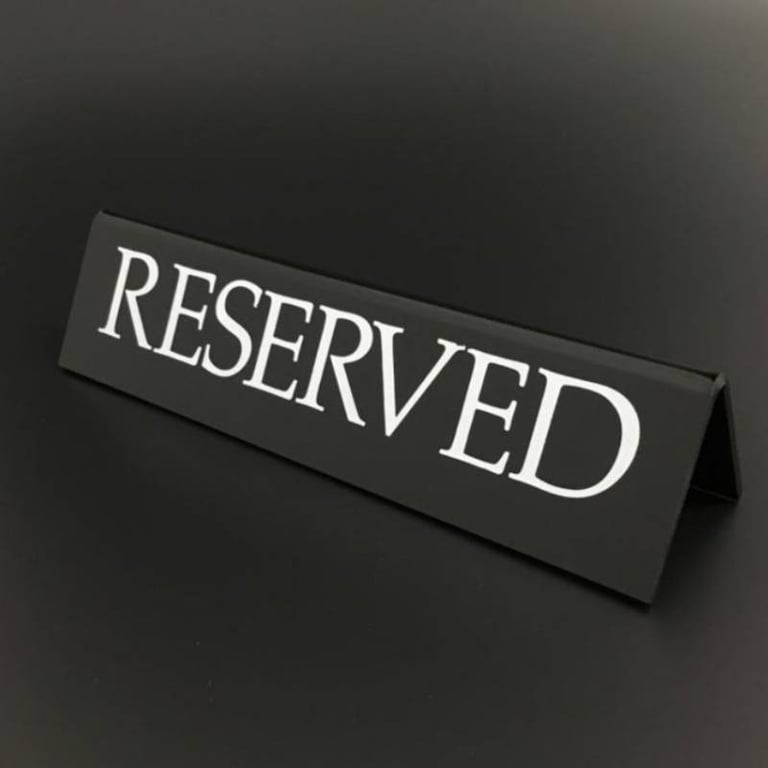 Black Acrylic Reserved Sign for Tables & Counters
