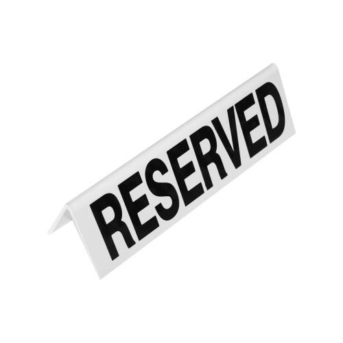 White Acrylic Reserved Sign for Event Seating